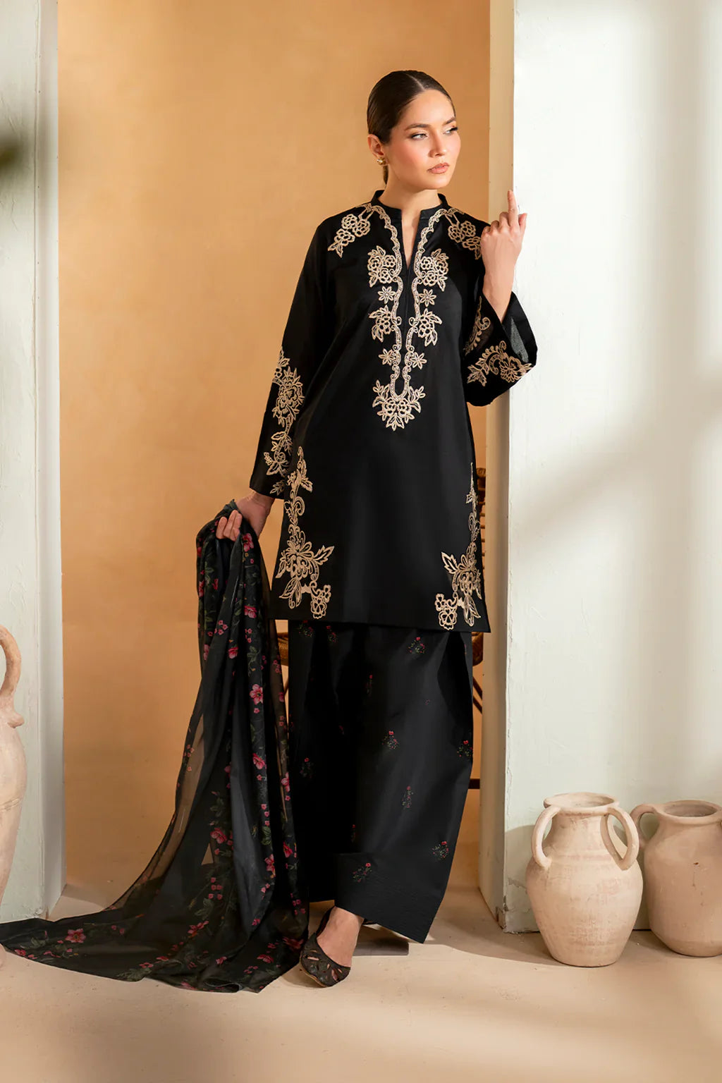 BLACK BIRD 3 PIECE EMBROIDERY