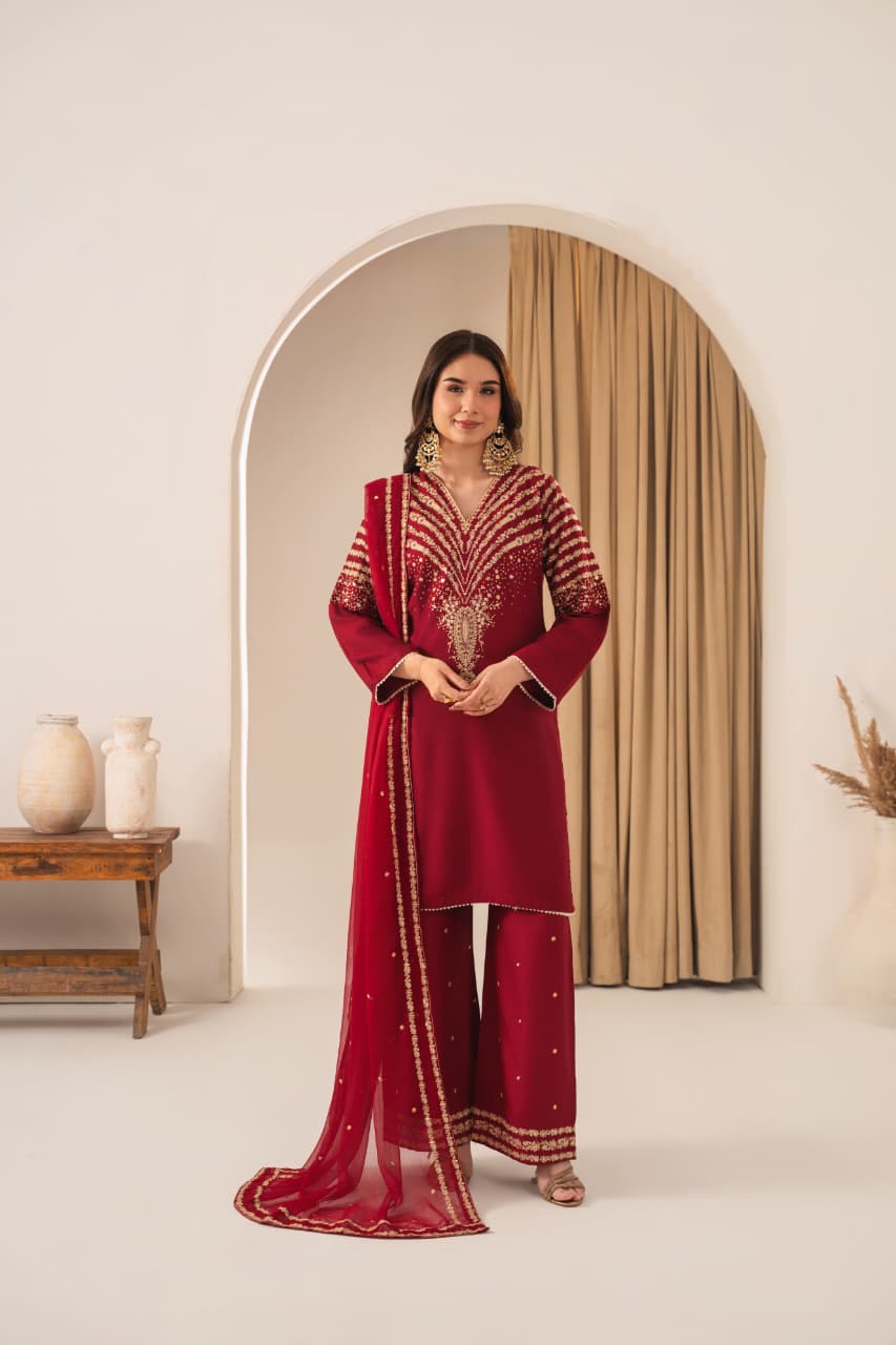 MAROON PEACOCK 3PC