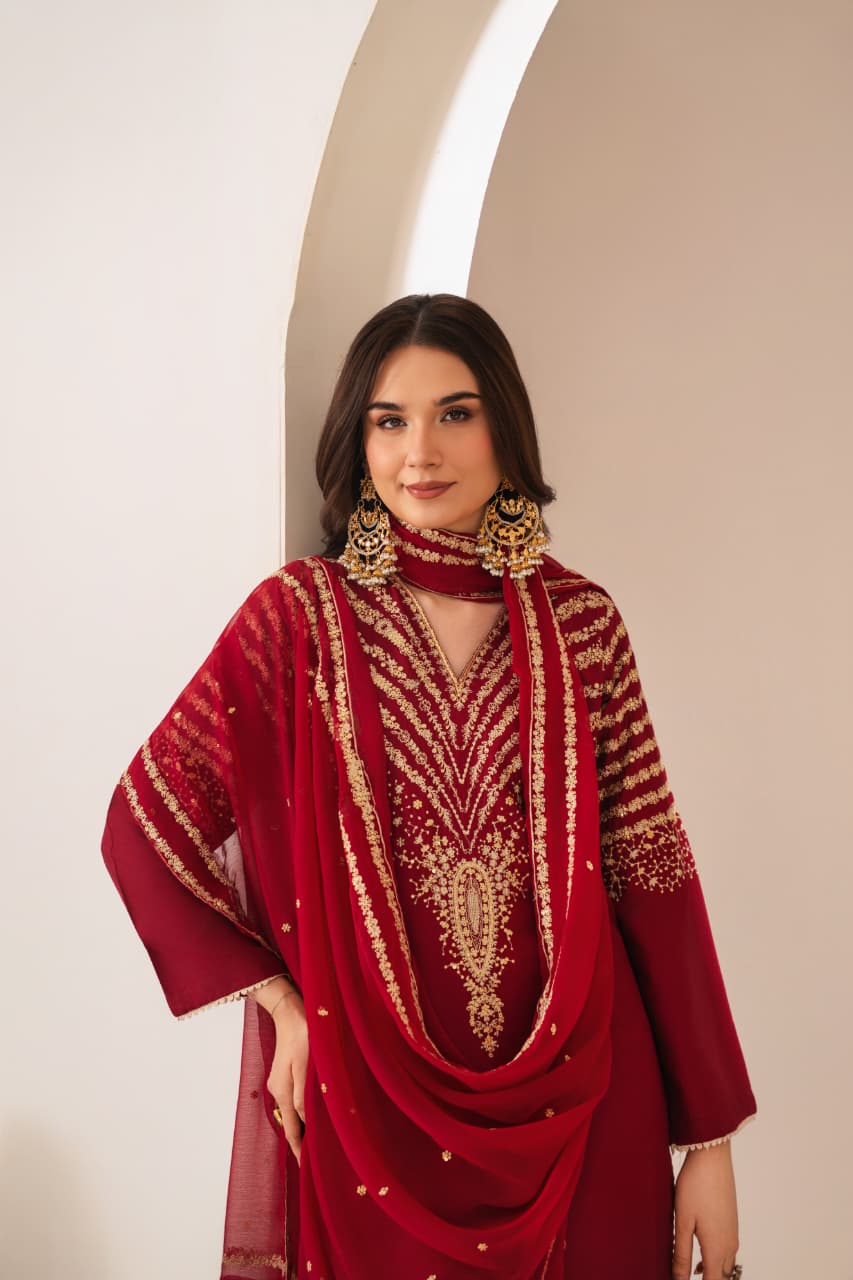 MAROON PEACOCK 3PC